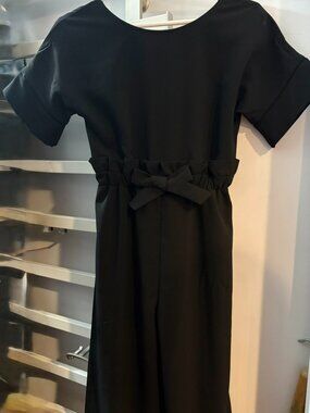 Habitual Girls Chic Black Short-Sleeve Jumpsuit, Size 12